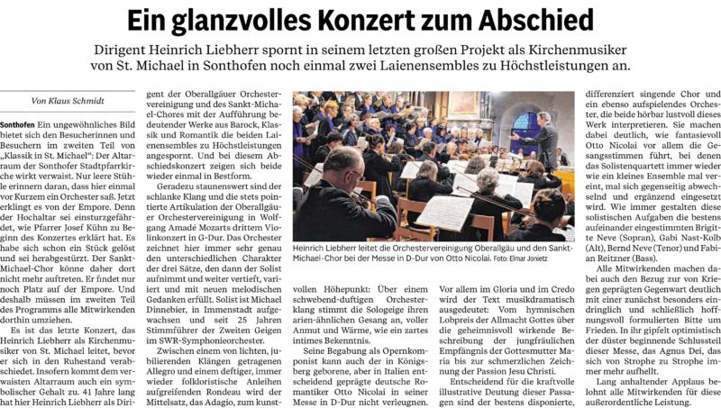 Read more about the article Ein glanzvolles Konzert zum Abschied